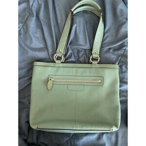 Coach Penelope Pebbled Leather Tote Handbag Purse F14683 Teal Green Carry All